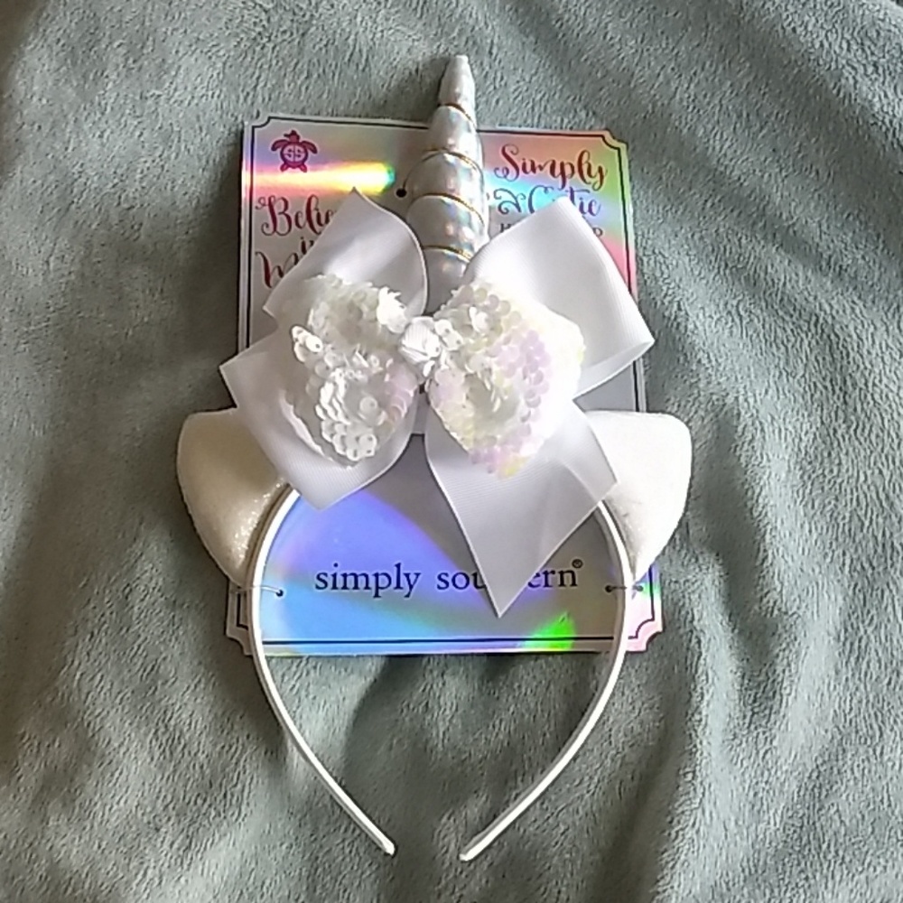 Simply Southern White Unicorn Headband New